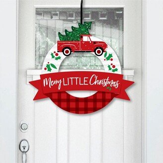 Big Dot Of Happiness Merry Little Christmas Tree - Outdoor Red Truck Party Decor - Front Door Wreath