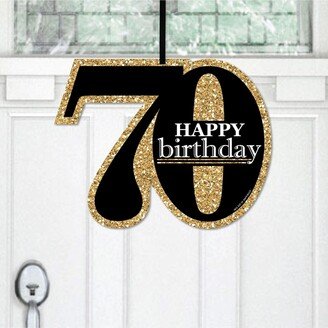 Big Dot Of Happiness Adult 70th Birthday - Gold - Hanging Porch Outdoor Front Door Decor - 1 Pc Sign