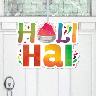 Big Dot Of Happiness Holi Hai - Hanging Porch Festival of Colors Outdoor Front Door Decor - 1 Pc Sign