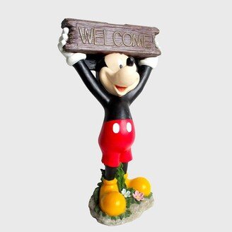 22.25 Mickey Mouse Solar Resin/Stone Statue With A Welcome Sign