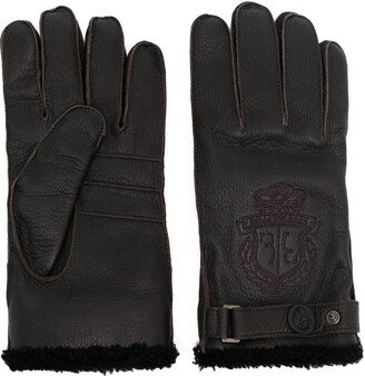 Embroidered-Logo Faux-Fur Lined Gloves