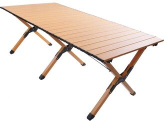 Folding Camping Table Metal Roll Up Portable Picnic Table Outdoor