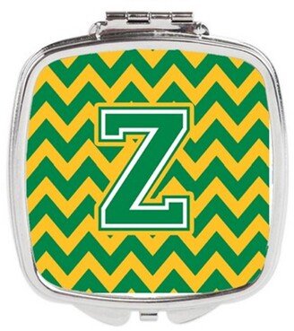 CJ1059-ZSCM Letter Z Chevron Green & Gold Compact Mirror