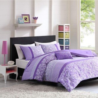 Gracie Mills 4-pc Riley Comforter Set, Purple - Full/Queen