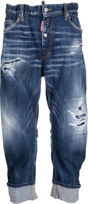 distressed cropped jeans-BD