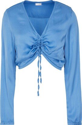 Long Sleeve Top W/ Front Cut Out Top Azure