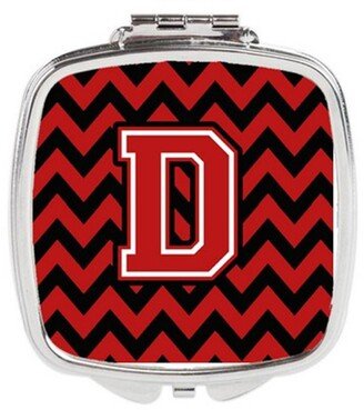 CJ1047-DSCM Letter D Chevron Black & Red Compact Mirror