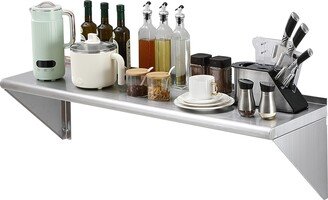 VEVOR Wall Mounted Floating Shelf 14x48in Stainless Steel Shelf 350lbs Load Capacity for Restaurant Kitchen - 350lbs load