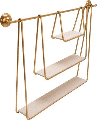 Kingston Living 39 White and Gold 3-Tier Decorative Hanging Wall Shelf