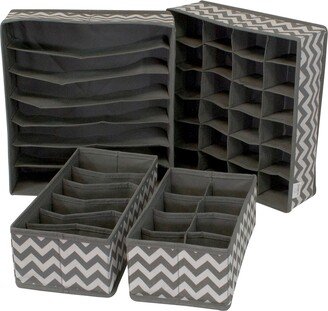 Foldable Drawer Dividers, Storage Boxes - Set of 4 - Gray Pattern