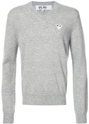 V-Neck Pullover With White Heart