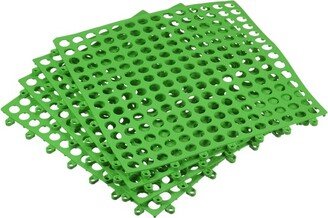 Unique Bargains Interlocking Cushion PVC Non-Slip Drain Floor Splicing Mats for Yard Balcony Bathroom Pool Green