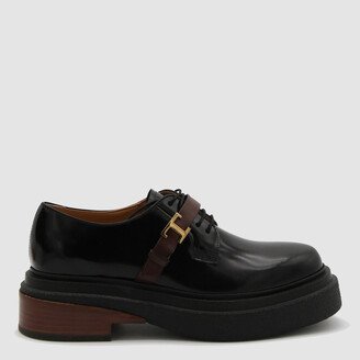 Black Leather Derby Lace Up Shoes