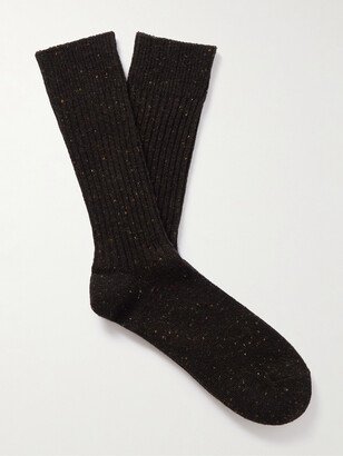 Mélange Ribbed-Knit Socks