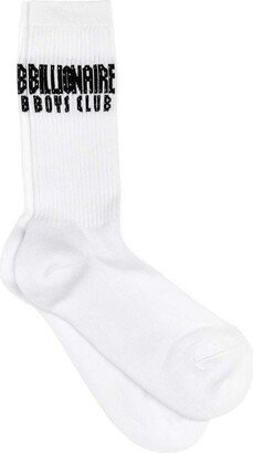 Logo Intarsia Knit Stretched Socks