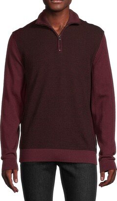 Ladamo Virgin Wool Blend Mockneck Quarter Zip Sweater