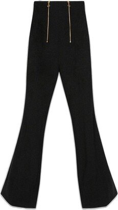 High Waist Tweed Flared Trousers