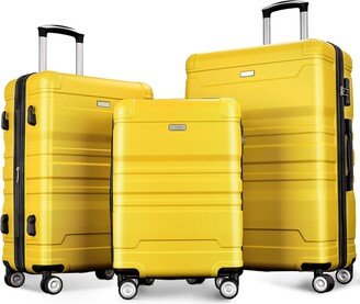 EDWINRAY Luggage Sets Expandable ABS 3pcs Luggage Sets Hardside Suitcase Sets Spinner Suitcase with TSA Lock-AL