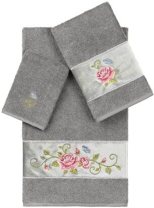 Rebecca 3-Piece Embellished Towel Set - Dark Gray