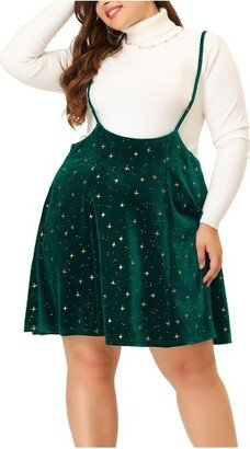 Agnes Orinda Agne Orinda Women' Plu Size Velvet High-Rie Star Veratile Flared Skater Skirt Dark 1X