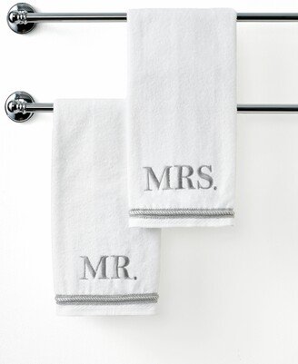 Mr. & Mrs. Embroidered Cotton Hand Towel, 16