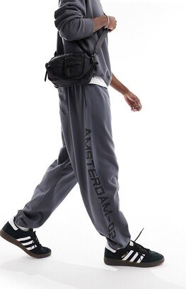 balloon sweatpants in charcoal with Amsterdam print