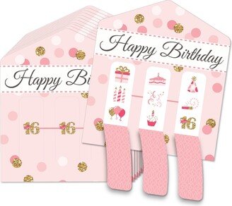 Big Dot Of Happiness Sweet 16 - 16th Birthday Party Game Pickle Cards - Pull Tabs 3-in-a-Row - 12 Ct