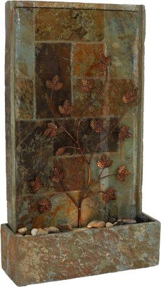 Sunnydaze Decor Natural Slate Floor Water Fountain with Vines/Led Lights - 32 in