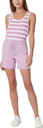 Womens Ribbed Trim Drawstring Cargo Shorts