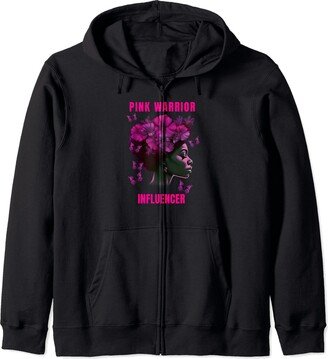 Breast Cancer Awareness Design and Gifts Breast Cancer Awareness Influencer Pink Warrior Zip Hoodie