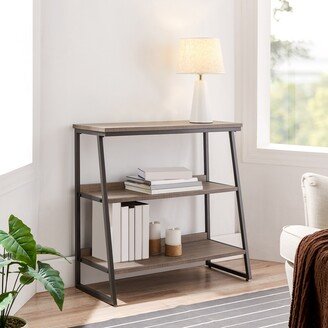 Leick Home Mixed Metal and Wood Stepped Tier Bookshelf - White