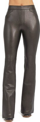 Faux Leather Flare Leg Pull-On Pants