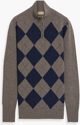 Argyle cashmere half-zip sweater