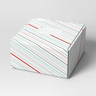 8x8x4 Square Striped Christmas Shipping Box White/Green/Red - Wondershop™