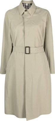 Concealed-Fastening Belted Trench Coat