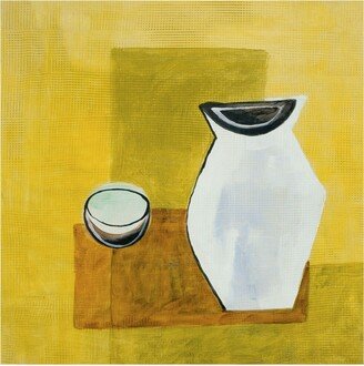 Pablo Esteban Vase on Yellow Canvas Art - 36.5 x 48