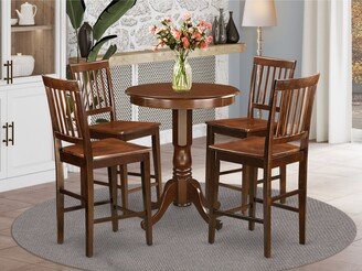 5-Piece Dining Set Includes a Dining Table and Dining Room Chairs - Mahogany Finish