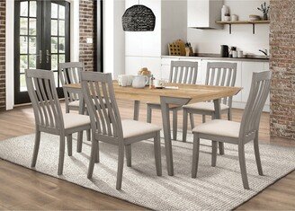 CDecor Kalina Natural Acacia and Coastal Grey 7-piece Rectangular Dining Set