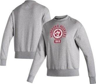 Women's Heathered Gray Nebraska Huskers Vintage-Like Circle Pullover Sweatshirt