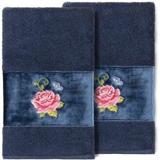 Midnight Blue Rebecca Embellished Hand Towel - Set of 2