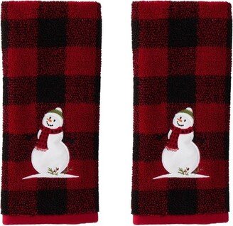 2pc Woodland Winter Hand Towel Set Red