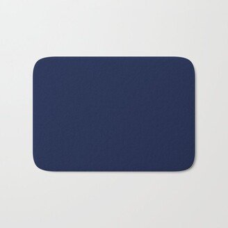 Navy Blue Minimalist Solid Color Block Spring Summer Bath Mat