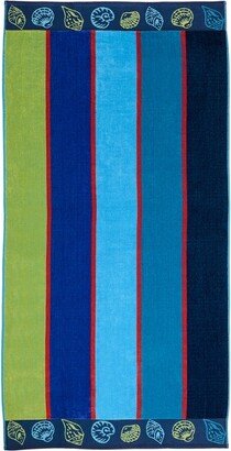 Novelty Summer Shells Cotton Oversized Beach Towel, Blue - Blue Nile Mills