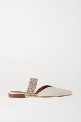 Maisie Cord-trimmed Leather Point-toe Flats - Cream