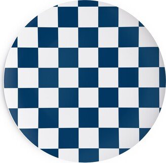 Salad Plates: Wonderland Checkerboard - Lonely Angel Blue & White Salad Plate, Blue