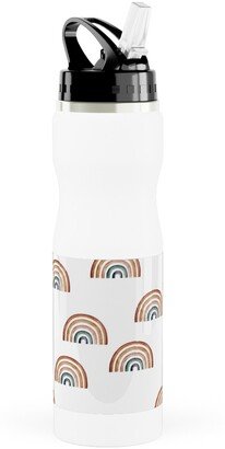 Photo Water Bottles: Scattered Rainbows - Multi Stainless Steel Water Bottle With Straw, 25Oz, With Straw, White