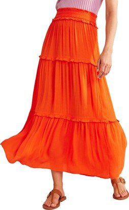 Smocked Waist Tiered Maxi Skirt