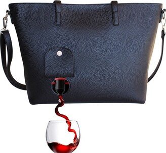 PortoVino Wine Purse Italian Leather Bag that Hold and Pour 2 bottles of Wine, Garnet