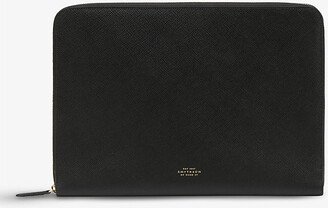 Black Panama Cross-grain 13' Leather Laptop Case