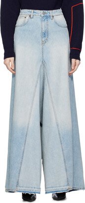 Blue Godet Denim Maxi Skirt